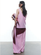 Pink Layered Loungewear - Vest / Pants / Skirt