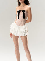 Pink Corset Tank Top with Black Ribbon