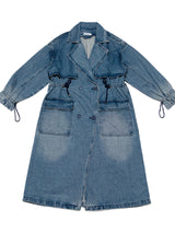 Oversized Long Denim Trench Coat