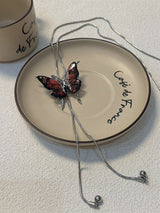 Reddish Pink Y-Shaped Butterfly Necklace