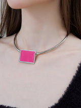 Pink Square Pendant Choker