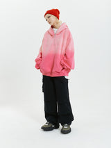 Vivid Pink Gradient Loose Hoodie