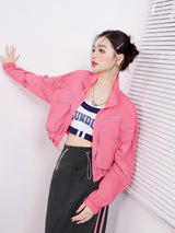 Pink Cropped Track Jacket