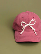 Pearl Ribbon Pink Cap
