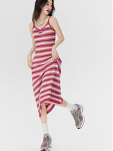 Pink Striped Midi Dress