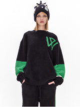 Black & Neon Green Boucle Loungewear Set