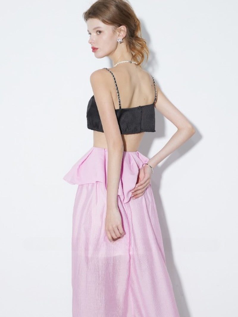 Peplum Sheer Midi Skirt