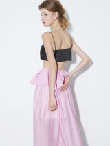 Peplum Sheer Midi Skirt