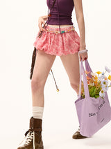 Pink Ruffle Mini Skirt