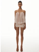 Pink Draped Tube Mini Dress
