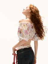 Pink Floral Graphic Crop Top