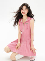 Pink Hooded Mini Dress