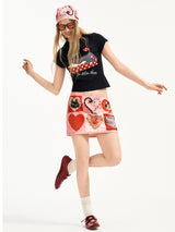 Pink Patchwork Mini Skirt