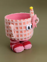 Pink Delight Checkered Storage Basket