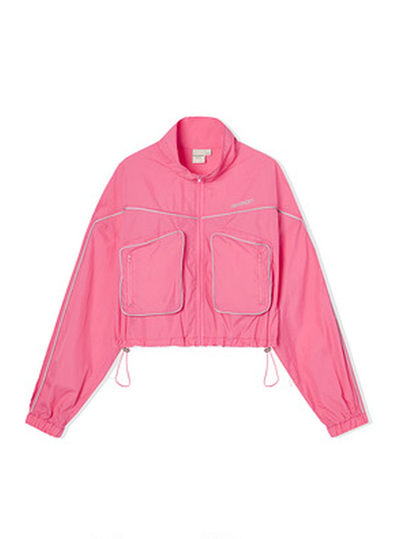 Pink Cropped Track Jacket
