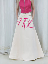 Hot Pink Lettering Slit Skirt