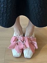 Big Bow Velvet Flats