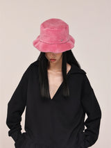 Pink Wave Chic Faux Fur Bucket Hat