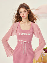 Pink Ribbed Mini Dress