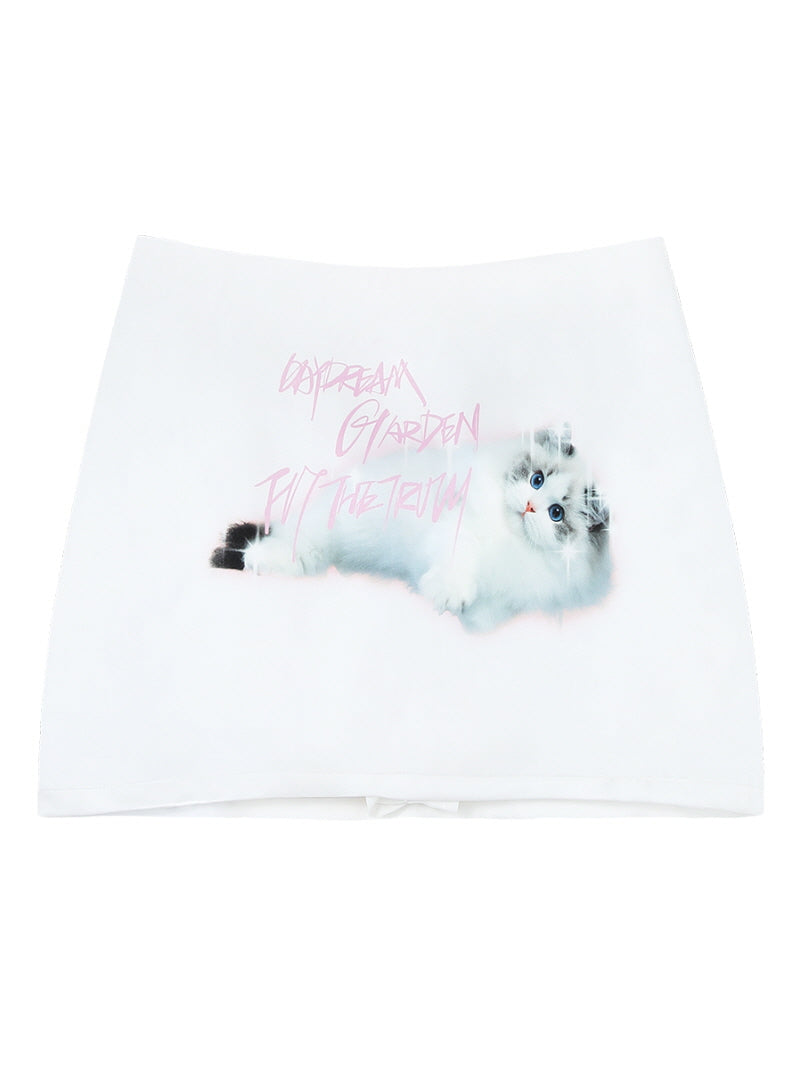 Cat Graphic Mini Skirt