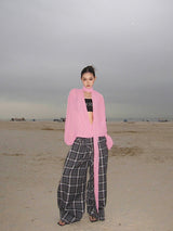 Sheer Pink Wrap Blouse with Matching Scarf