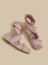 Ruffle Strap Chunky Heels